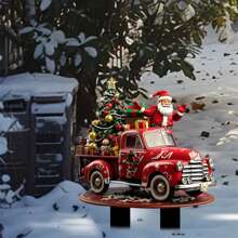 Christmas Potting Posts, Santa Truck Garden Posts, Outdoor Lawn And Yard Decorations Outdoor Party Decoration Ground Inserts