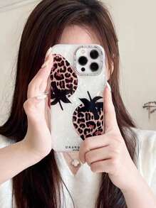 Apple Leopard Print Leopard Strawberry Shell Pattern Phone Case - Compatible With IPhone 16 Pro Max 15 14 13 12 11 - Multicolor - View 5