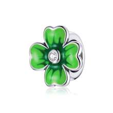 bamoer 1 pièce Pendentif Charm Arbre de Vie Argent Sterling 925 Vert avec Trèfle à Quatre Feuilles Chanceux et Perles Zirconia, Compatible avec Bracelet et Collier Originaux, Cadeau de Bijouterie DIY