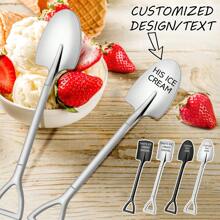 1pc Stainless Steel Ice Cream Spoon, Portable Ice Cream Scoop For Kitchen & Dining - Multicolor - View 1