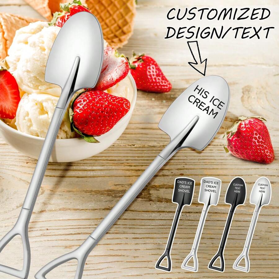 1pc Stainless Steel Ice Cream Spoon, Portable Ice Cream Scoop For Kitchen & Dining - Multicolor - View 1