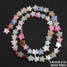 彩色淡水贝壳珠子 珠子 心形 十字形 星形 珍珠母珠 适用于珠宝制作 DIY 手链配饰