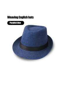 1pc SummerAutumn Breathable Linen Jazz Hat, British Style Casual Gentleman Fedora - A - View 6