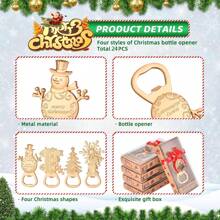 24 dụng cụ mở nắp chai Giáng sinh - 4 kiểu dáng: Cây thông Noel, Người tuyết, Bông tuyết, Xe quà tặng, Đồ trang trí nhà Giáng sinh, Quà tặng tiệc Giáng sinh, Dụng cụ nhà bếp & quầy bar, Đồ trang trí Giáng sinh, Phụ kiện DIY - Nhiều màu - Xem 4