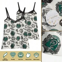 Harry Potter Pyjama Vest Short PJ Set Gryffindor Slytherin Soft Breathable 2 Piece Sizes S-XL Nightwear Lounge Wear Gift - Multicolor - View 2