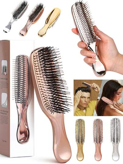 1PC Electroplated Scalp Massage Comb – Deep Clean, Smooth Glide & Knot-Free Shine For Daily Wet Or Dry Hair Care