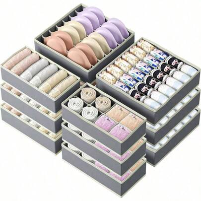Wardrobe Drawer Organizer, 45 Compartments Sock Underwear Organizer, Foldable Non-Woven Dressing Table Fabric Storage Box Dividers For Bras, Socks, Underwear, Ties, Clothes, Scarves And Swimsuits (Gray)Bedroom,Organizer,Organiser,Home Storage,White T Shirt Women,Black Pants Women,Ladies Winter Clothes,Dress,Winter Clothes For Ladies,Elegant Woman Dresses,White Shirt For Ladies,Long Sleeve,White Jumpsuit For Women,Spring Dresses For Women,Spring Outfits For Women,Spring,Spring Clothes,Minimalist,Summer Tops