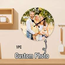 1pc Personalized Clock With Picture, Custom Clocks For Walls, Customized Photo Clock Gift For Valentine's Day, Mother's Day, Living Room, Bedroom, Home Decor Custom Wall Clock With Picture Image Gifts Birthday Graduation - Style a - View 5