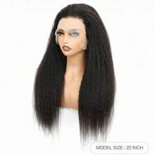 Kinky Straight Wig 360 Lace Closure Wigs Human Hair Yaki Straight Wig Lace Closure Wig Brazilian Human Hair Wigs For Women 180% Density Wig Natural Color (20inch, Kinky Straight Wig) - Natural & Black - View 4