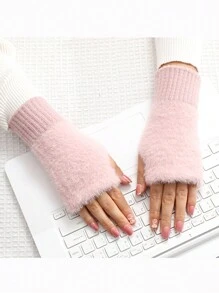 2 Pairs Unisex Fall/Winter Fashion Knit Fingerless Arm Warmers With Thumb Hole, Thickened Polyester Wrist Cuffs For Cycling And Outdoor Activities - Hand Wash Only