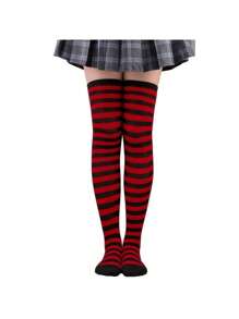 Multicolor Striped 7/8 Socks - Unique And Comfortable Style - Rojo - Ver 2