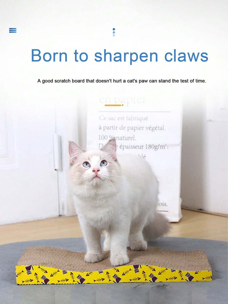 S-Shaped Cat Scratching Post & Pad 2-In-1 Corrugated Cardboard Cat Scratcher, Non-Shedding, Durable - Multicolor - View 1