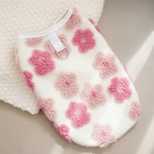 1pc Pet Warm Floral Fleece Vest, Cat/Dog Autumn/Winter Padded Waistcoat Suitable For Small/Medium Pets - Pink - View 11
