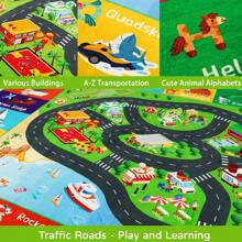 Kids Rugs Traffic Road Carpet Play Rug For Playroom Transportation ABC Educational Mat Alphabet Area Rug, Kids Playtime Collection Toddler Car Track Rug Cute Cartoon Animal Letters - 彩色 - 查看 9