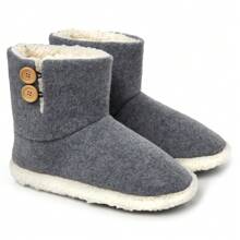 DUNLOP Charcoal Faux Fur Bootie Slippers Size 7-12 UK Memory Foam Plush Winter Boot Slipper - Grey - View 1