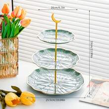 1pc 2/3 Tier Fruit Stand - Perfect For Desserts, Fruits And Candy Trays, Golden Rim Design | Ideal Kitchen & Dining Decor For Christmas And - Multicolor - View 13