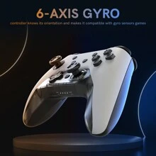 Switch 控制器、兼容 Switch/Lite/OLED 的无线专业控制器、支持可编程按钮/6 轴/Turbo/3 级振动（白色或黑色）的无线 Switch 控制器、控制器、Switch 游戏 - 白色 - 查看 3