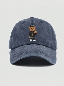 1pc Men's Retro Casual Baseball Cap, Women's Brimmed Sun Hat, Creative Printed Hip-Hop Bear Theme, Suitable For Streets And Games - Multicolor - View 4