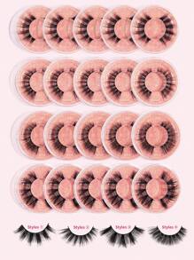 MAGEFY 20Pairs CC Curl Natural Cross Full Mixed Style False Eyelashes,Fluffy Slim For Everyday Use Manga Eyelashes, Travel Essentials - Hitam - View 3