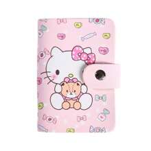 Sanrio Porta-cartões Hello Kitty em couro PU - Carteira organizadora de cartões - Fofa e compacta, ideal para uso diário, comporta cartões de transporte, cartões de crédito, presente perfeito para o Dia das Mães.