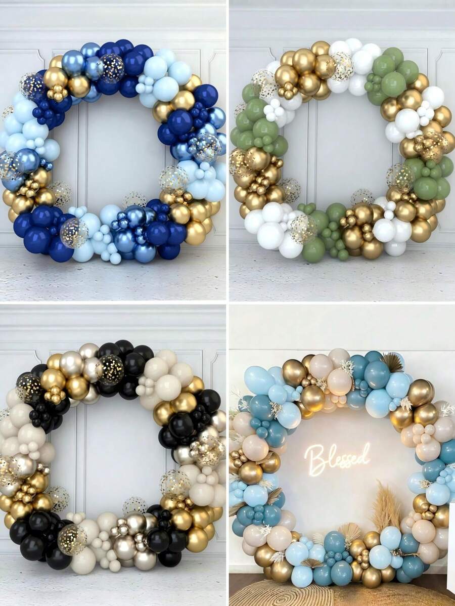 122 个乳胶气球套件，生日婚礼节日派对背景装饰用品，五彩纸屑气球套件，圣诞节 - 彩色 - 查看 1