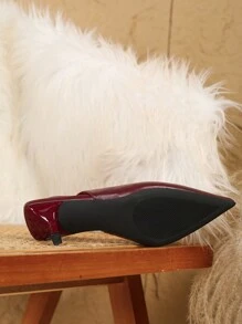 Women's Pointed Toe Kitten Heel Backstrap Stiletto Heel Party/Outdoor/Work Shoes, Fashionable & Comfortable Red High Heels, Closed Toe Versatile Sandals (Run Small, Size Up One) - Bordeaux - View 6