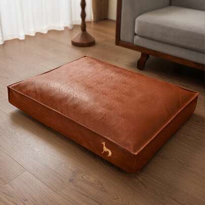 1 件皮革狗床垫，带衬垫，无需组装，适合多种犬种，易于清洁，也适合猫，四季使用