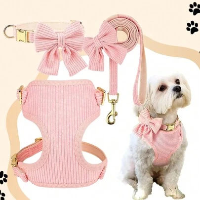 宠物牵引绳套装、宠物背带、宠物项圈、背心式遛狗绳，适合中小型犬