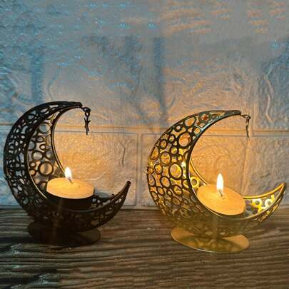 1pc Middle Eastern Vintage, Ramadan Holiday Arabic Resin Elegant Incense Burner, Creative Crescent Moon Shaped Incense Holder, Solid Color Fashionable Resin Craft Decor