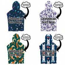 1pc Customizable Cartoon Graphic, Wearable Hooded Poncho Towel, Soft Microfiber, Quick-Drying And Absorbent, Suitable For Swimming, Travel, Beach Bathroom Decor Fall Decor Beach Essentials Back To School