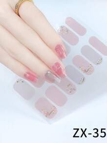 1 张 16 片美甲全覆盖贴纸渐变闪光猫眼粘性滑块 DIY 指甲油美甲贴纸贴花 - 彩色 - 查看 65