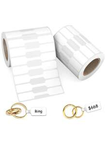 5 Volumes 2500 Stickers Jewelry Price Tags Stickers Roll For Necklace Ring Display Labels, Blank Self Adhesive Identification Tags, Price Marker Labels Accessories Display Paper (1 Roll, 500 Labels/Roll)
