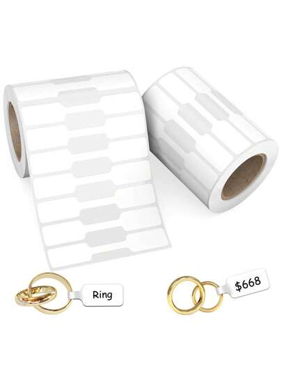 2 rollos/1000 piezas Etiquetas de precio autoadhesivas en blanco para joyería, adecuadas para etiquetas de exhibición de collares y anillos, accesorios para marcar precios (1 rollo, 500 etiquetas/rollo)