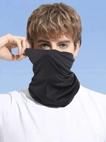 1pc Black Cycling Face Mask Unisex Outdoor Motorcycle Fishing Sunscreen Ice Silk Neck Gaiter Mask