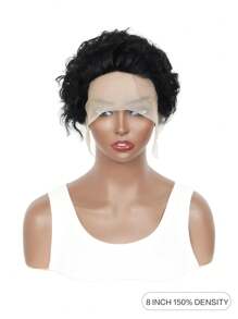 6英寸短款蕾丝假发，波浪形蕾丝前置真人发假发，精灵短款蕾丝假发 - 自然色&黑色系 - 查看 3