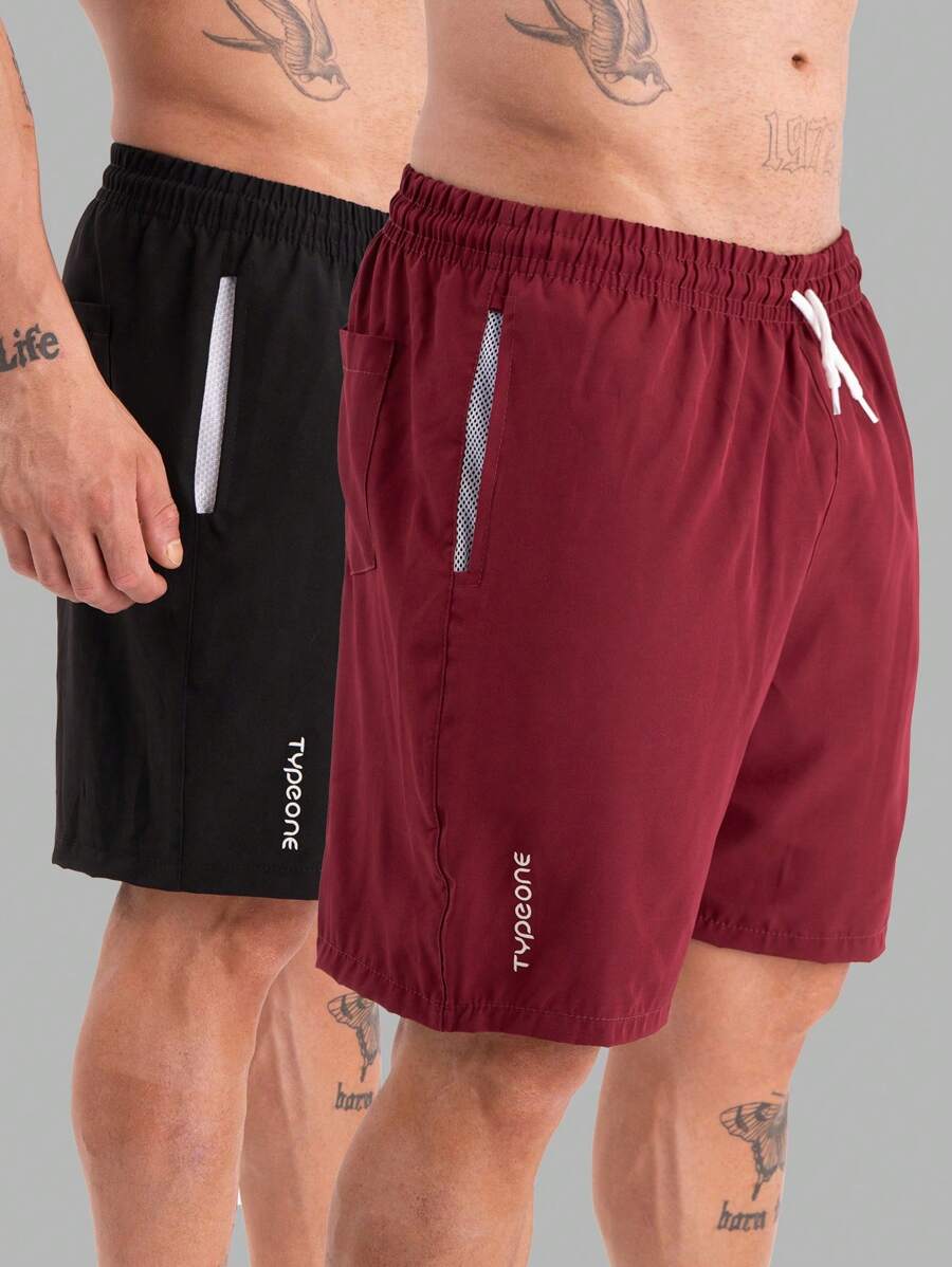 Type One Kit 2 Men's Tactel Sports Shorts Tactel Bermuda Shorts With Elastane Summer Running - 紫紅色 - 查看 1