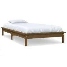 Solid Pine Wood Bed Honey Brown 90x200 Cm Ideal For Bedroom And Guest Room Rustical Style Durable Construction  Design