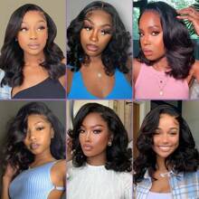 40inch 250% Density 13x4 Bob Wig Human Hair 13x4 Body Wave Lace Frontal Wigs 250% Density Hd Lace Front Wig Human Hair Pre Plucked Glueless Wigs For Black Women Natural Color - Natural Black - View 11