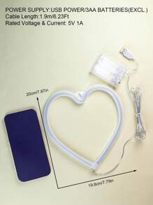 1pc Heart Shaped Neon Light, Pink, Colorful, Red, Blue, Warm, Purple, Multiple Lighting Colors, LED Atmosphere Lamp Room Decor Unique Shaped Lamp, Bedside Desk Decor, Decoration Ambient Light, Bedroom Decor, Commemorate Family, Or Gift For Couples, Couple, Family, Friend, Birthday, Holiday, Personalized, Unique Ideal Gift For Him, Her, Boyfriend, Girlfriend, Mom, Dad, Family, Friend