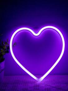 1pc Heart Shaped Neon Light, Pink, Colorful, Red, Blue, Warm, Purple, Multiple Lighting Colors, LED Atmosphere Lamp Room Decor Unique Shaped Lamp, Bedside Desk Decor, Decoration Ambient Light, Bedroom Decor, Commemorate Family, Or Gift For Couples, Couple, Family, Friend, Birthday, Holiday, Personalized, Unique Ideal Gift For Him, Her, Boyfriend, Girlfriend, Mom, Dad, Family, Friend