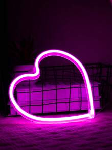 1pc Heart Shaped Neon Light, Pink, Colorful, Red, Blue, Warm, Purple, Multiple Lighting Colors, LED Atmosphere Lamp Room Decor Unique Shaped Lamp, Bedside Desk Decor, Decoration Ambient Light, Bedroom Decor, Commemorate Family, Or Gift For Couples, Couple, Family, Friend, Birthday, Holiday, Personalized, Unique Ideal Gift For Him, Her, Boyfriend, Girlfriend, Mom, Dad, Family, Friend