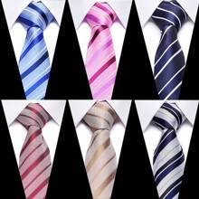 AlanKing 1 条商务领带 7.5 厘米金色/蓝色/红色条纹领带适合正式婚礼派对男士领带 - 混色 - 查看 12