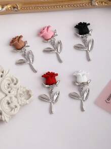 10pcs/Pack Rose Flower Pendant Nail Accessories Y2K Color Nail Decoration, Personalized Alloy Flower Nail Jewelry 3D Simulation Flower Nail Decoration, Red And Black Pink Personalized Nail Decoration, Suitable For Nail Salons And Personal Use
