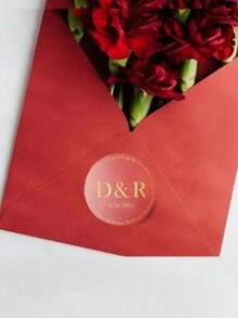 60-1000pcs Personalized Transparent Labels With Gold Leaf Detailing For Weddings & Special Events, Custom-Made Clear Adhesive Circular Stickers For Elegant Celebrations, Perfect For Invitations - 4cm - View 8