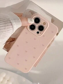 Pink Bowknot Fashion 1pc Small Pink Bow Decor Phone Premium Case Compatible With IPhone Waterproof Shockproof Anti-Fall Scratch Resistant Birthday Gift - Multicolor - View 5