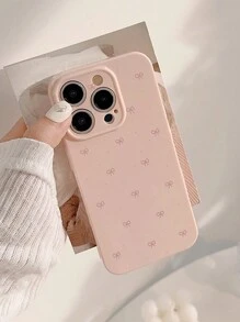 Pink Bowknot Fashion 1pc Small Pink Bow Decor Phone Premium Case Compatible With IPhone Waterproof Shockproof Anti-Fall Scratch Resistant Birthday Gift - Multicolor - View 3