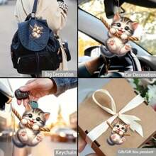 Mặt dây chuyền in hình mèo màu - 3.14 "Mặt dây chuyền cây thông Noel phẳng 2D Acrylic - Chủ đề Giáng sinh, Chúc mừng năm mới - Dùng để trang trí tiệc, trang trí cây thông Noel, trang trí ngày lễ, trang trí nhà cửa, quà tặng bạn bè/trang trí gương ô tô, ba lô, điện thoại di động, mặt dây chuyền móc chìa khóa - Nhiều màu - Xem 9