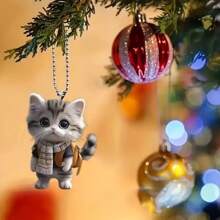 Mặt dây chuyền in hình mèo màu - 3.14 "Mặt dây chuyền cây thông Noel phẳng 2D Acrylic - Chủ đề Giáng sinh, Chúc mừng năm mới - Dùng để trang trí tiệc, trang trí cây thông Noel, trang trí ngày lễ, trang trí nhà cửa, quà tặng bạn bè/trang trí gương ô tô, ba lô, điện thoại di động, mặt dây chuyền móc chìa khóa - Nhiều màu - Xem 4