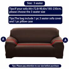 Bộ 2 vỏ bọc ghế sofa lụa sữa màu trơn [Mỗi kích thước đi kèm 1 vỏ gối], vỏ bọc ghế sofa đàn hồi cao chống thú cưng & dễ lắp đặt cho ghế sofa phòng khách 1/2/3/4 chỗ ngồi - Cà phê nâu - Xem 5
