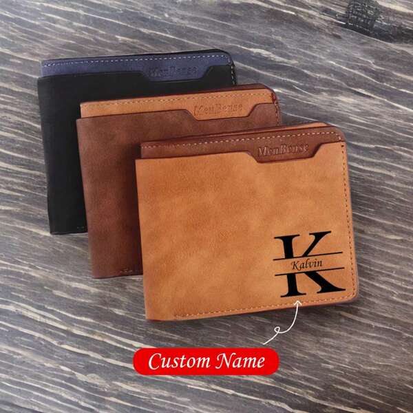 1 PC Custom Name Men's Wallet With Multi-Slot Credit Card Cash Wallet, Retro Short Simple Fashion Card Holder, Business Wallet, Anniversary Valentine's Day Birthday Gift, Gift For Boyfriend Husband, Father's Day Gift, Teacher's Day Gift Valentines